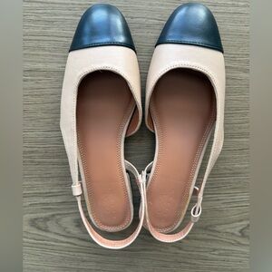 ASOS Design Black and Cream Slingback Flats. Size UK 5 US 7